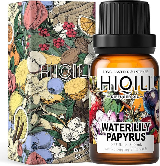 HIQILI Diffuser Oil for Humidifier & Reed Diffusers, Suitable for Home and Other Scenarios, Long Lasting Scent - Water Lily Papyrus, 0.34 Fl Oz