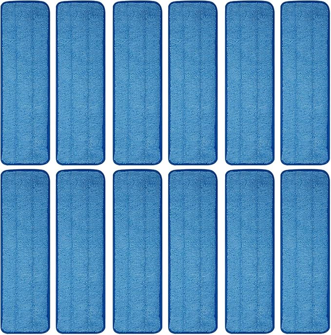 12 Pack Microfiber Mop Pad Universal Commercial/Industrial/Professional 17-18 Inch Head- Heavy Duty Wet & Dry Cleaning Refills Reusable Mop Refills Fit for Most Bona/Rubbermaid/Flat Mops