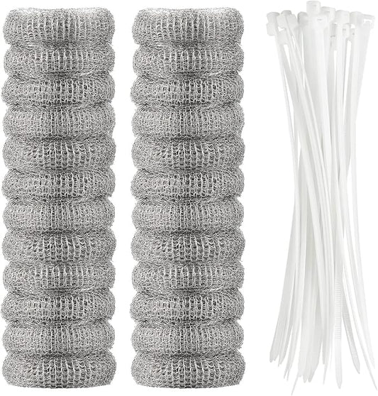 24 Pieces Lint Traps Washing Machine Stainless Steel Lint Snare Traps Laundry Mesh Washer Hose Filter with 24 Pcs Cable Ties