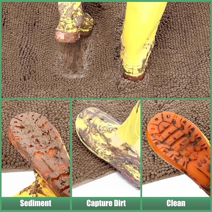 IM HOME Chenille Absorbent Outdoor Doormat 71" x 25", Washable Muddy Door Mats for Dog Non Slip Indoor Doormat Dog Mat for Muddy Paw Front Inside Doormats for Entryway Camel