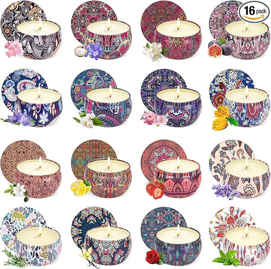 16 Pack Scented Candles Gifts Set for Women, Aromatherapy Candles Pack Soy Wax Candle for Christmas, Bridesmaid, Birthday, Valentine's, Mother's Day, Bath, Yoga