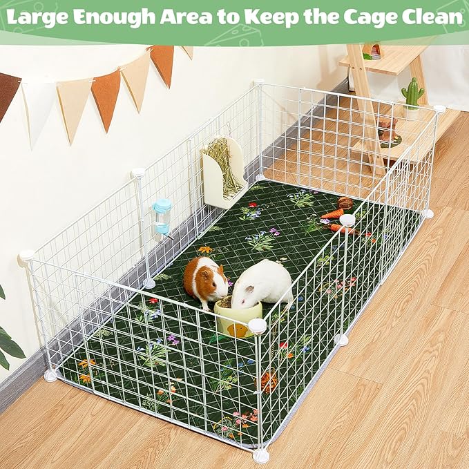2 Pack Guinea Pig Bedding, Washable Guinea Pig Cage Liner Reusable Guinea Pig Mat Waterproof Guinea Pig Bedding for Cage, Super Absorbant Guinea Pig Pee Pads for Small Animals Hamster Rabbit Squirrel