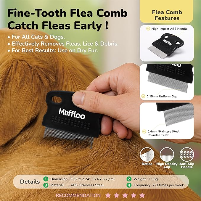 Pet Hair Removal Glove & Dematting Brush Gift Set: 6 Tools for Dogs and Cats- Pet Hair Removal Tool, Undercoat Rake, Grooming Rake, Dog Hair Keychain- for Golden Retrievers & Long Hair- for Car & Rug