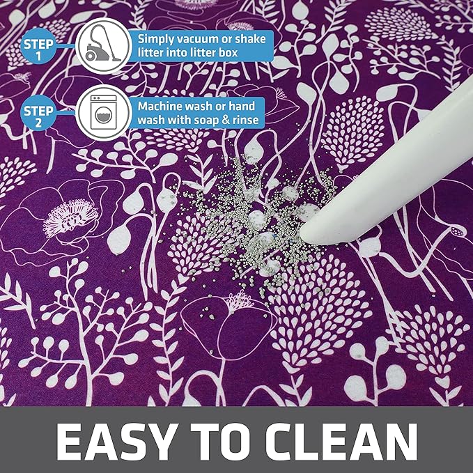 Drymate Original Cat Litter Mat, Contains Mess from Box, Protects Floors, Urine-Proof, Machine Washable, Soft on Kitty Paws, Absorbent, Waterproof (USA Made, Recycled Content) (20”x28”)(Purple Plum)