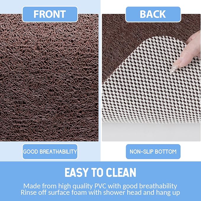 Non-Slip Bathtub Mat, Anti Slip Shower Mat, Fast Drying Bathtub Mats, Foot Scrubber Mat, Anti Slip Mat for Tub, Floor, Bathroom, Kitchen, Home, Hotel (Brown 40"×16")