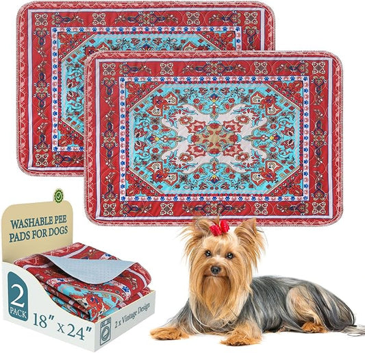 Homimp Washable Pee Pads for Dogs, 2 Pack Reusable Puppy Pads Waterproof, Absorbent and Leakproof Dog Pee Pads, Non Slip Puppy Training Pads, Pet Mat for Floor, Crate, Couch, Whelping,Brown, 18"x24"
