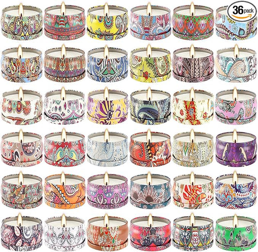 36 Pack Scented Candles Set for Home, Relaxing Stress Relief, Aromatherapy - Natural Soy Wax and Fragrance - Gifts for Women, Mom, Best Friend, Wife, Birthday