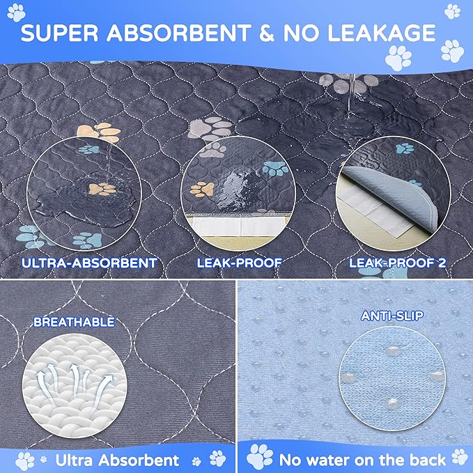 Aitmexcn Washable Puppy Dog Pee Pad, 2PCS 100% Waterproof Whelping Training Mat for Puppy/Senior Dog, Fast Drying Reusable Puppy Pads for Indoor, Outdoor and Car Travel- 36'' x 41''