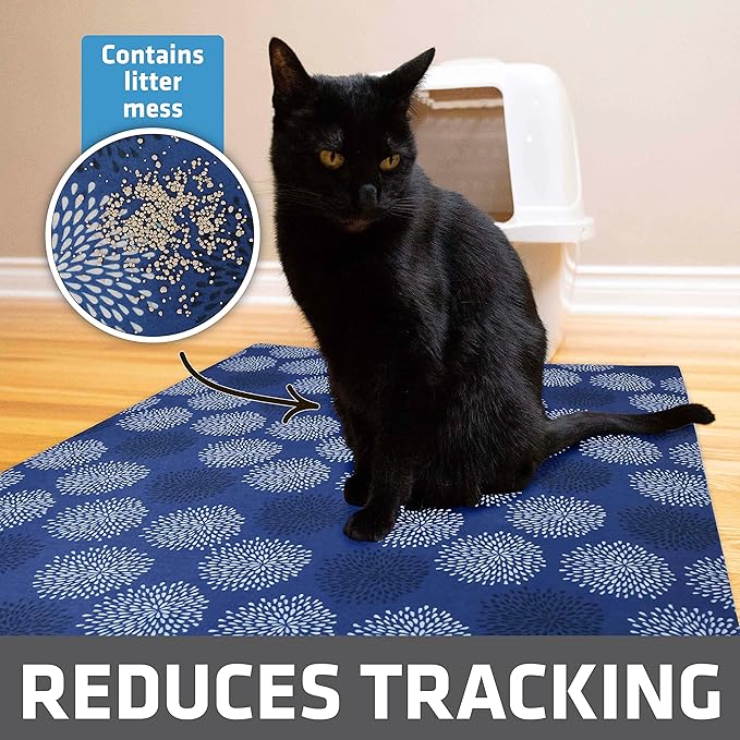 Drymate XL Original Cat Litter Mat, Contains Mess from Box, Protects Floors, Urine-Proof, Machine Washable, Soft on Kitty Paws, Absorbent, Waterproof (USA Made, Recycled Content) (29”x36”)(Good Blue)