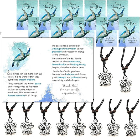 Smiling Wisdom - 10 Bulk Gifts - Employee Staff Appreciation Greeting Cards and Yak Bone Turtle Gift Sets - Women Men - 30pcs - Sea Turtle Wisdom White and Black