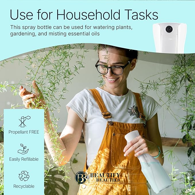 BeautifyBeauties Spray Bottle For Hair – Continuous Mister Spray Bottle for Hairstyling, Cleaning, Plants, Pets, Barbers, Salons, Essential Oil Scents (24 Ounce)