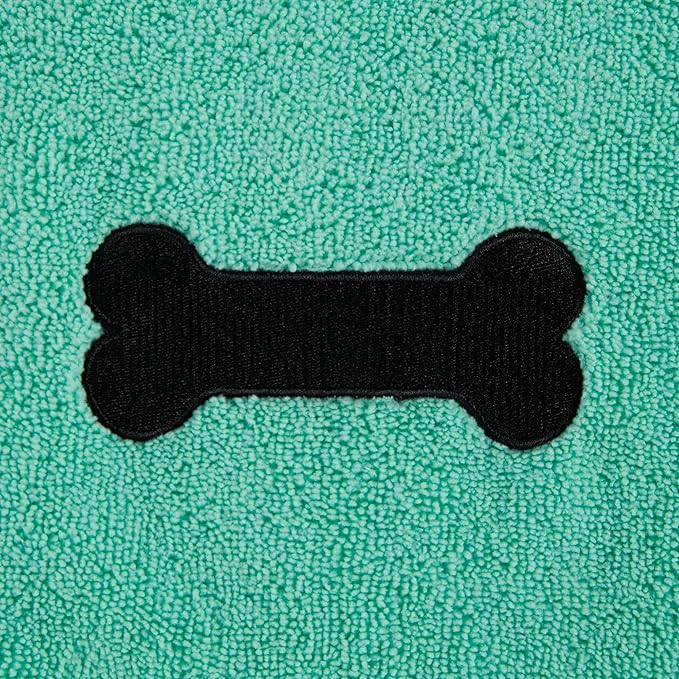 Bone Dry Pet Grooming Towel Collection Absorbent Microfiber X-Large, 41x23.5, Embroidered Green (Pack of 12)