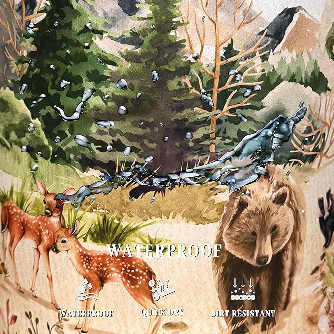 Watercolor Animals Laundry Hamper With Handles Foldable Oxford Cloth Animal Bear Deer Tote Bag Funny Laundry Basket Clothes Toy Storage Bucket Men Women 18.9" x 16.5" For Bathroom/Laundry/Bedroom