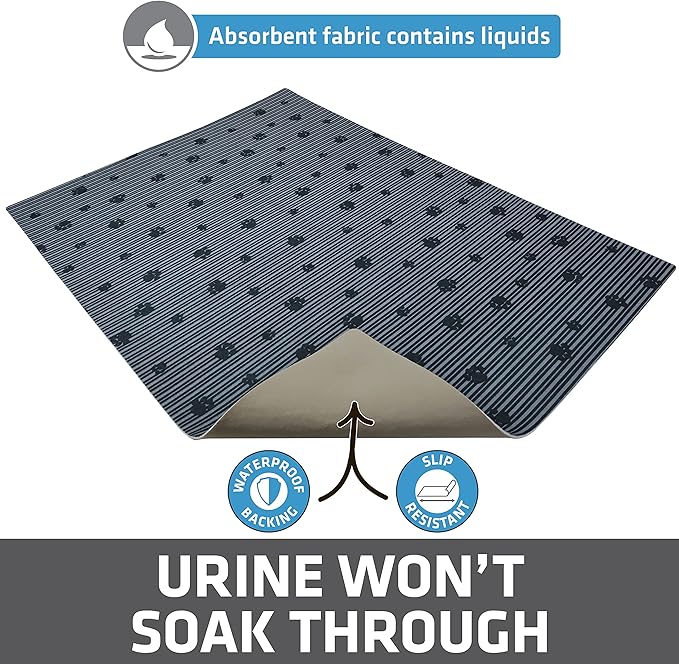 Drymate Original Cat Litter Mat, Contains Mess from Box, Protects Floors, Urine-Proof, Machine Washable, Soft on Kitty Paws, Absorbent, Waterproof (USA Made, Recycled Content) (20”x28”)(GreyStripePaw)