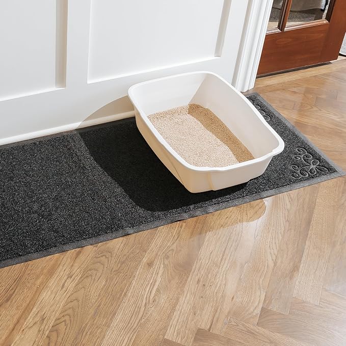 Long Litter Mat Runner 2'x6' - Trap Dirt, Mud and Cat Litter - Premium Waterproof PVC Mesh, Non Slip Rubber Runner for Pets, Entry, Mudroom, Garage, Laundry, RV, Camper - Litter Mat XL (Black)