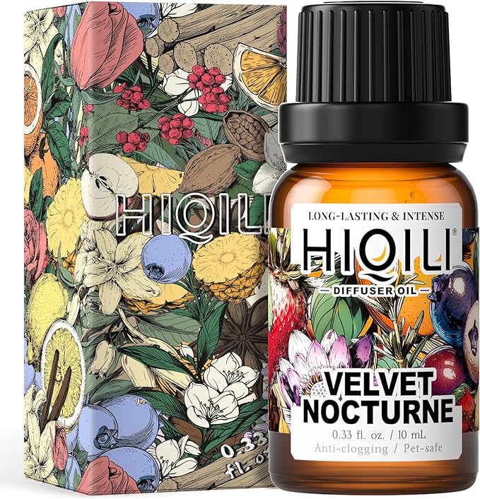 HIQILI Diffuser Oil for Humidifier & Reed Diffusers, Suitable for Home and Other Scenarios, Long Lasting Scent - Velvet Nocturne, 0.34 Fl Oz