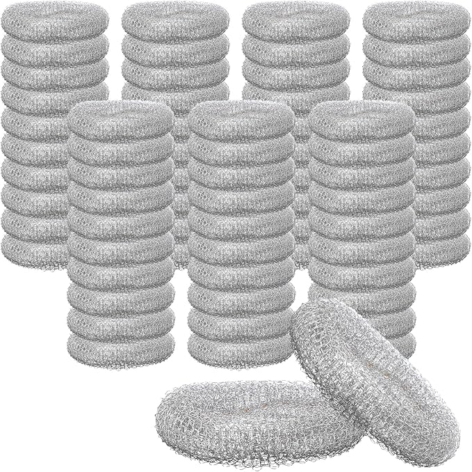 72 Pcs Stainless Steel Lint Traps for Washing Machine, Silver Laundry Mesh Washer Drain Hose Filter Snare with 72 Pcs Cable Ties