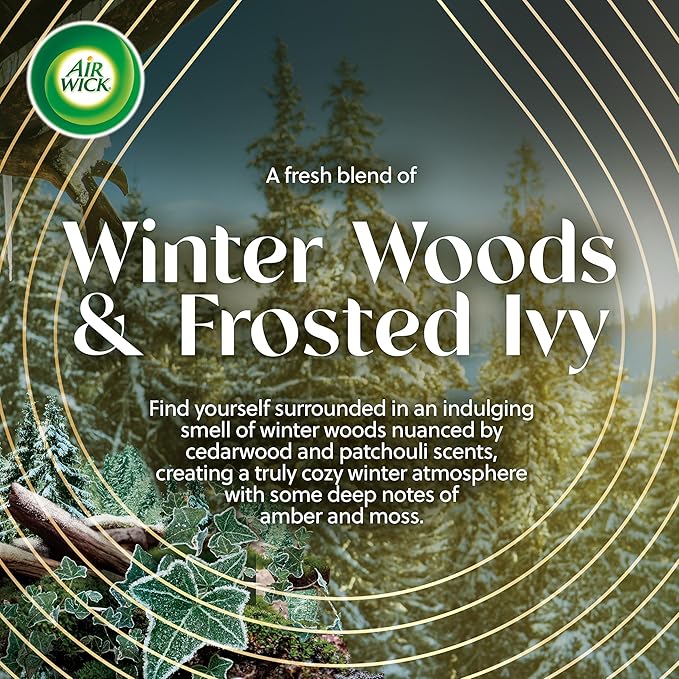 Air Wick Plug In Vibrant Scented Oil, Campfire + Winter Woods, Air Fresheners for Home Long Lasting,Home Room Fresheners,Air Freshener Plug In, House Essentials for Small Spaces + Large Spaces,5 ct