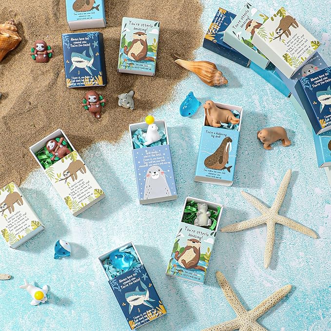 25 Set Employee Appreciation Gifts Bulk Coworkers Thank You Desk Pets Holiday Small Cute Emotional Support Resin Ornaments Card Box for Women Men Adults Office (Sloth)