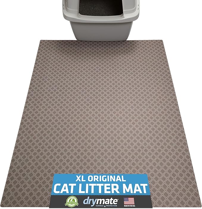 Drymate XL Original Cat Litter Mat, Contains Mess from Box, Protects Floors, Urine-Proof, Machine Washable, Soft on Kitty Paws, Absorbent, Waterproof (USA Made, Recycled Content) (29”x36”)(Taupe)