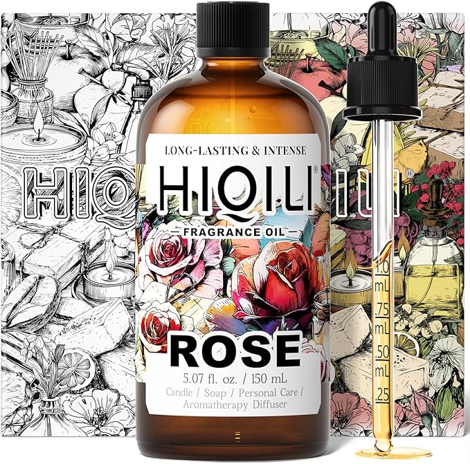 HIQILI Rose Fragrance Oil for Candle & Soap Making, Essential Oil Diffuser, Floral Scents, Add to Laundry Dryer Balls - 5.07 Fl Oz