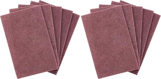 Heavy Duty XL Red Scouring Pads. 6x9 in 10 Pack of Scrubber Tools for Cleaning Stainless Steel Pots, Pans, Grills and Griddles. Extra Large Pad for Outdoor Use on Railings and Tiles.