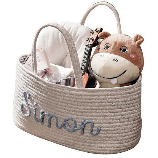 Personalized Baby Diaper Caddy Organizer with Name, Baby Show Gift Basket, Newborn Baby Storage Bags, Stylish Nursery Storage Basket - Gift for Baby Shower (Style 4)