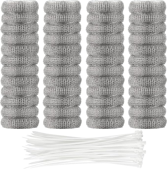 48 Pieces Lint Traps Washing Machine Stainless Steel Lint Snare Traps Laundry Mesh Washer Hose Filter with 48 Pcs Cable Tie