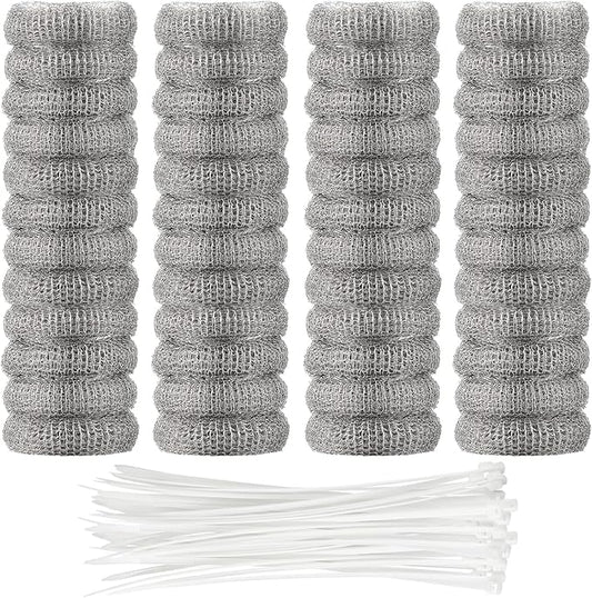48 Pieces Lint Traps Washing Machine Stainless Steel Lint Snare Traps Laundry Mesh Washer Hose Filter with 48 Pcs Cable Tie