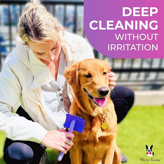 Warren London Precision Pro Slicker Brush for Dogs – 3.5" x 2" Medium Slicker Brush for Tangle-Free Grooming – Soft Pins for Medium & Long Coats – Ergonomic Handle – Professional Pet Grooming Tool