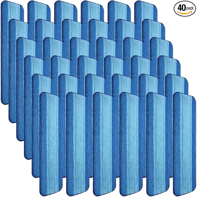 40 Pieces Microfiber Cleaning Pads Compatible with Bona Mop Reusable 18 Inch Replacement Cleaning Pads Washable Refills Replacement Heads for Floor Cleaning