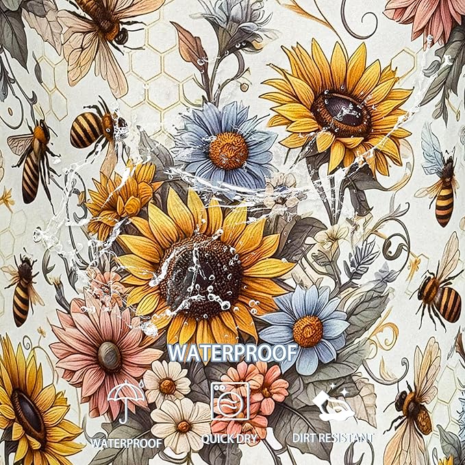 Bee Sunflower Laundry Basket Flower Foldable Oxford Cloth Funny Tote Bag Laundry Hamper Clothes Storage Bucket Toy Organizer For Bathroom/Laundry Storage/Bedroom 18.9x16.5 Inch