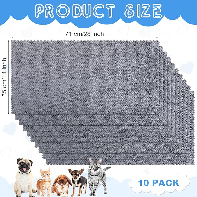 Vitalcozy 10 Pcs Guinea Pig Cage Liners Washable Rat Bedding for Guinea Pigs Controlling Absorbent Waterproof Pee Pads Blanket for Rabbits Hamster Small Animals Chinchilla(14 x 28 Inch,Gray)