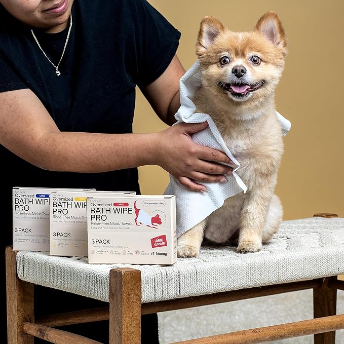 Himmy XL Pet Wipes for Dogs and Cats – 18” x 30” Bath Wipes for Cleaning, Deodorizing, Conditioning, Anti-Itch Grooming, Wet Dog Wipes for Paws, Butt, Ear, Eye, Face Whole Body Lavender