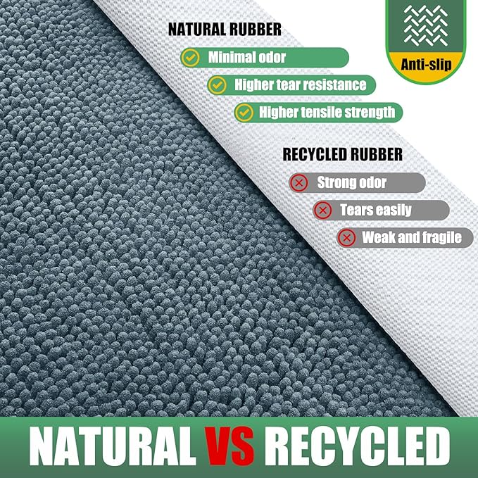 IM HOME Chenille Absorbent Outdoor Doormat 60" x 36", Washable Muddy Door Mats for Dog Non Slip Indoor Doormat Dog Mat for Muddy Paw Front Inside Doormats for Entryway Dusty Blue