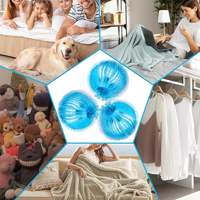 12 Pcs Pet Hair Remover for Laundry, Pet Hair Catcher, Washing Balls, Reusable Washing Machine Lint Paw Hair Catcher, Lint Balls for Washing Machine Dryer (Blue)