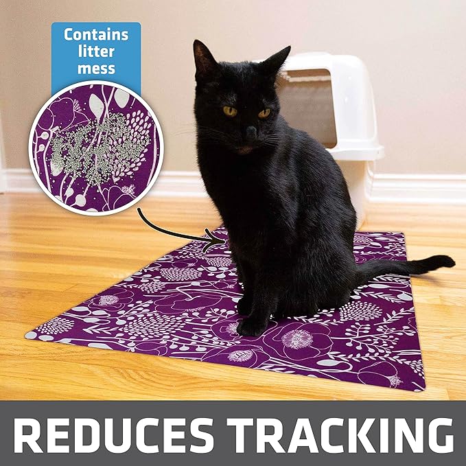 Drymate Original Cat Litter Mat, Contains Mess from Box, Protects Floors, Urine-Proof, Machine Washable, Soft on Kitty Paws, Absorbent, Waterproof (USA Made, Recycled Content) (20”x28”)(Purple Plum)