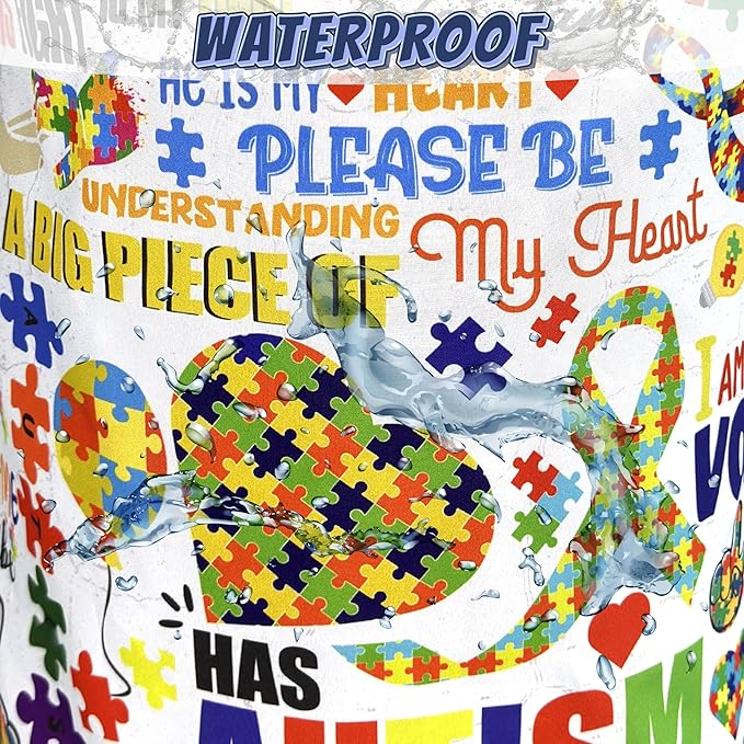 Autism Awareness Ribbon Laundry Hamper Oxford Cloth Funny Autism Laundry Basket With Handle Portable Clothes Storage Basket Foldable Laundry Bag 18.9"x16.5" For Laundry Room/Bedroom/Bathrooms