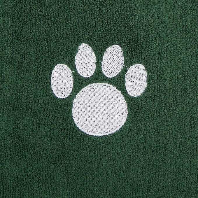 Bone Dry Pet Grooming Towel Collection Embroidered Absorbent Microfiber Drying Set, 15x30, Hunter Green, 3 Count (Pack of 2)