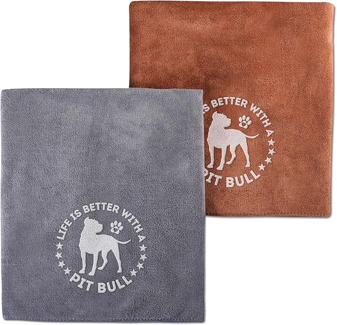 InnoBeta Pitbull Gifts Dog Towels for Drying Dogs, Pack of 2, 40 Inch X 23.6 Inch, Perfect Dog Shower & Bath Supplies for Large, Medium or Small Dogs
