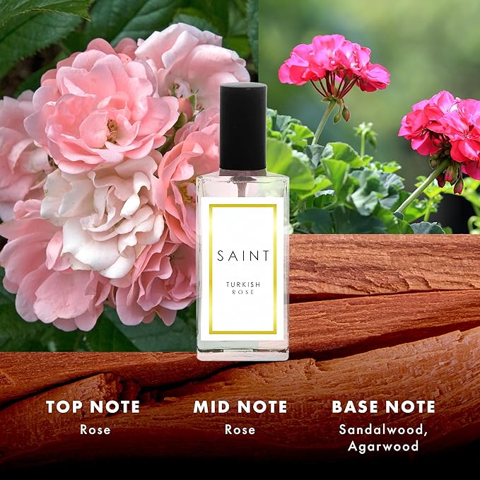 SAINT 100mL Room Spray - Aromatherapy Linen Spray - Relaxing and Calming Mist for Bed, Pillows, and Fabric - Air Fresheners for Home, Bedroom, or Bathroom, Turkish Rose