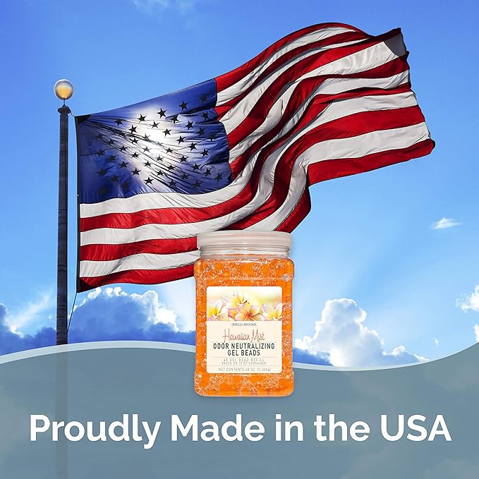 SMELLS BEGONE 48 oz Odor Eliminator Gel Bead Refill - Eliminates Odors from Bathrooms, Cars, Boats, RVs & Pet Areas - Air Freshener - Made with Essential Oils - Hawaiian Mist Scent