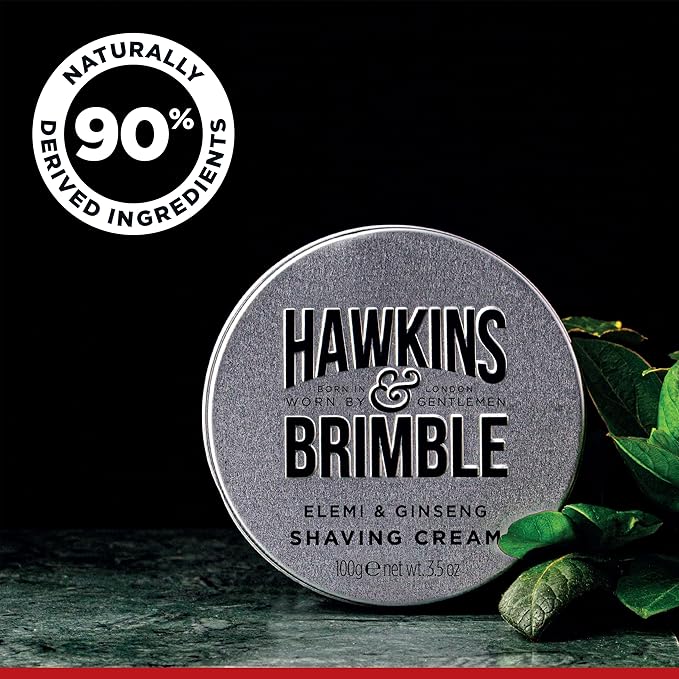 Hawkins & Brimble - Shaving Cream for Men, 100g - Luxurious Shaving Cream for Sensitive Skin and Nourishing - Smooth Finish Shave for Men without Animal Testing - Signature Elemi & Ginseng Fragrance