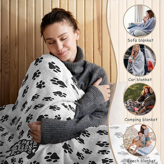 HIWX Paw Print Dog Blanket – Soft Throw for Dog Moms, Gift Idea for Pet Owners, Cozy Blanket for Couch or Bed, 50x60 Inches