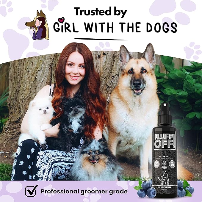Girl With The Dogs FLUFF OFF Pet Scent (Blueberry Bubblegum) 8 Oz - for Cats and Dogs - Made in USA
