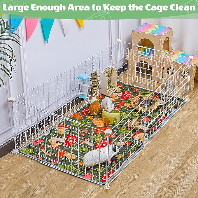 2 Pack Washable Guinea Pig Cage Liner, Reusable Guinea Pig Mat, Waterproof Super Absorbent Pee Pads for Small Animals