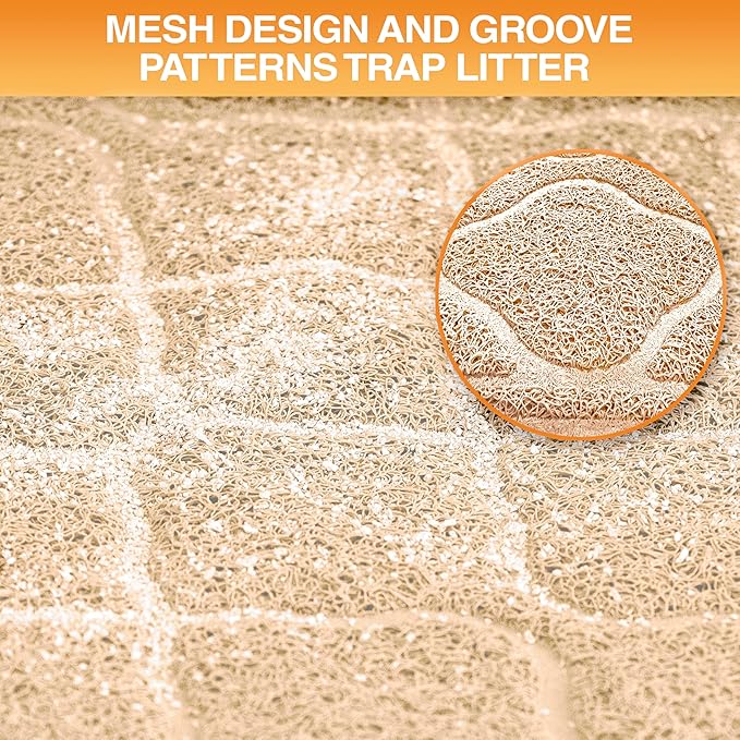 Neater Pets Neater Mat Cat Litter Rug, Thick & Durable Cat Mat for Litter Box, Trapper Pad Catches Mess to Protect Indoor Floors, Soft on Kitty Paws, Anti-Skid Grip Backing, Easy to Clean, Beige