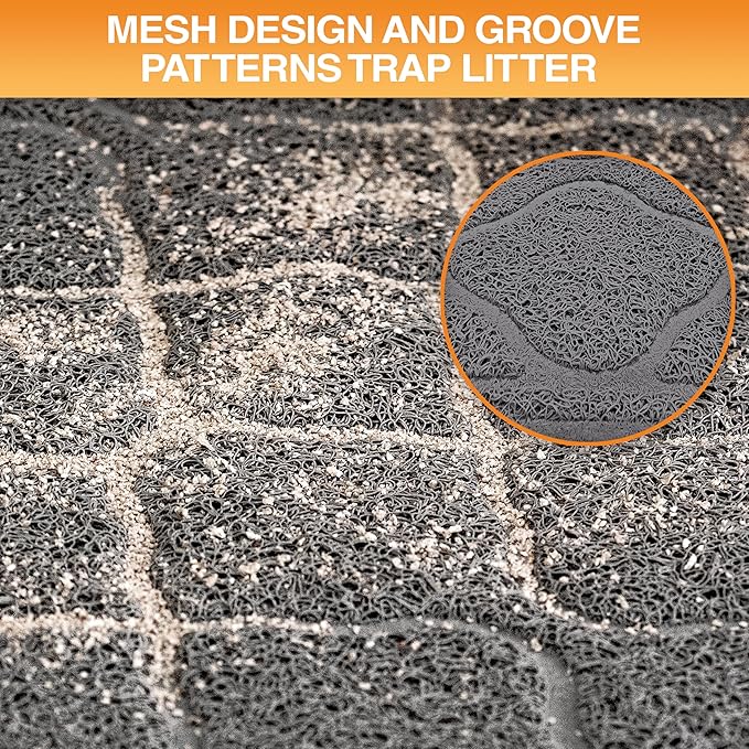 Neater Pets Neater Mat Cat Litter Rug, Thick & Durable Cat Mat for Litter Box, Trapper Pad Catches Mess to Protect Indoor Floors, Soft on Kitty Paws, Anti-Skid Grip Backing, Easy to Clean, Charcoal