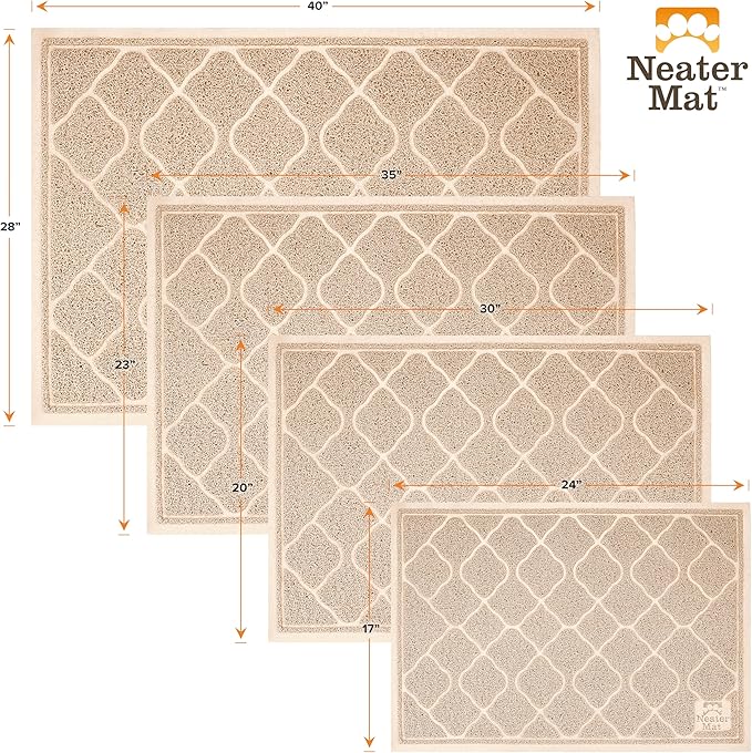 Neater Pets Neater Mat Cat Litter Rug, Thick & Durable Cat Mat for Litter Box, Trapper Pad Catches Mess to Protect Indoor Floors, Soft on Kitty Paws, Anti-Skid Grip Backing, Easy to Clean, Beige