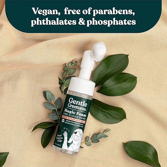 GENTLE CREATURES Magic Foam - Refill - Sulfate-Free, Waterless Shampoo Paw Cleaner for Dogs, Cats, Pets - Dry Shampoo, Foot Cleaner Brush - with Orange, Odor Control Wash - Good for Puppy